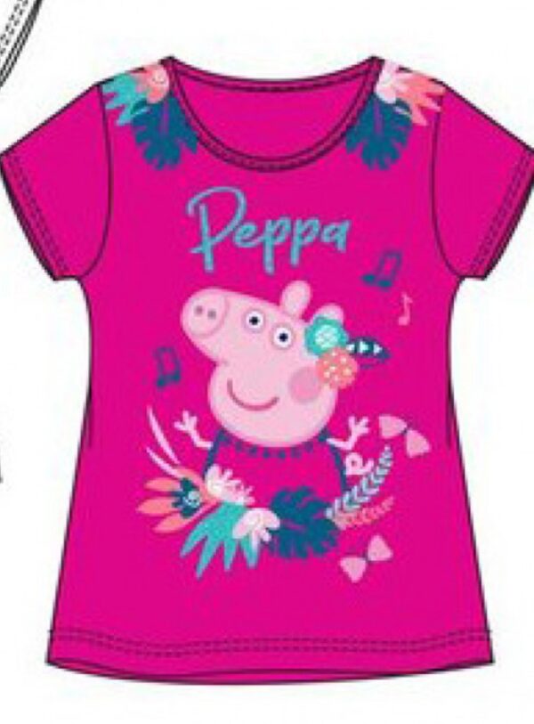 Peppa Pig Tropical Music T-shirt in Roze en Wit - Afbeelding 4