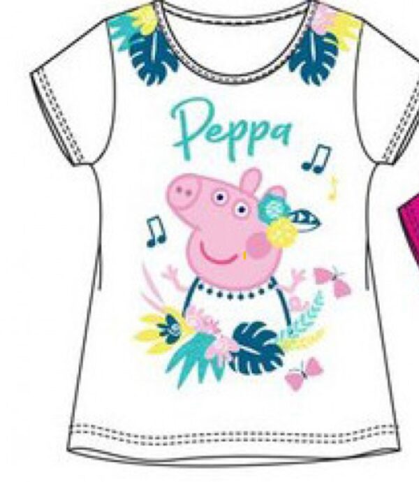 Peppa Pig Tropical Music T-shirt in Roze en Wit - Afbeelding 3